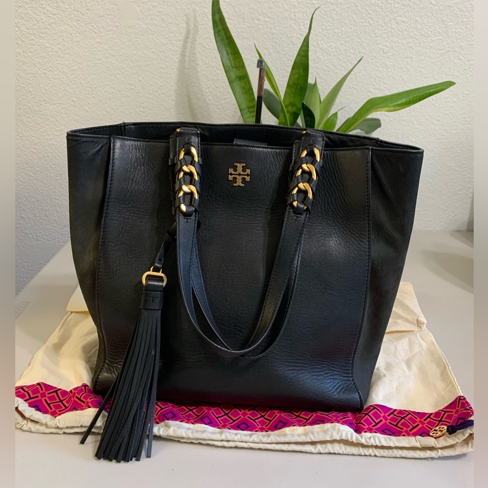 ππ TORY BURCH Brooke Leather & Suede Tote Handbag - Picture 15 of 15